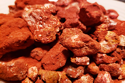 red dusted pink and red clay-earthy goodies brand